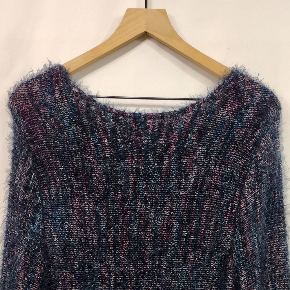 Chico's Multi-Colored Marled Eyelash Pullover Sweater Women's L Boho Retro - Picture 6 of 8